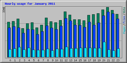 Hourly usage for January 2011